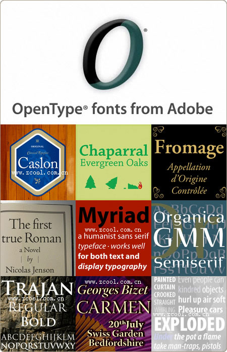 13套 adobe公司出品的OpenType字体